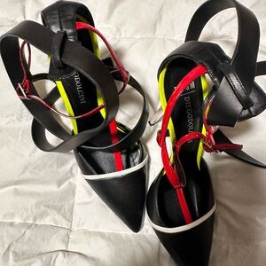 Black and Red Strappy Heels
